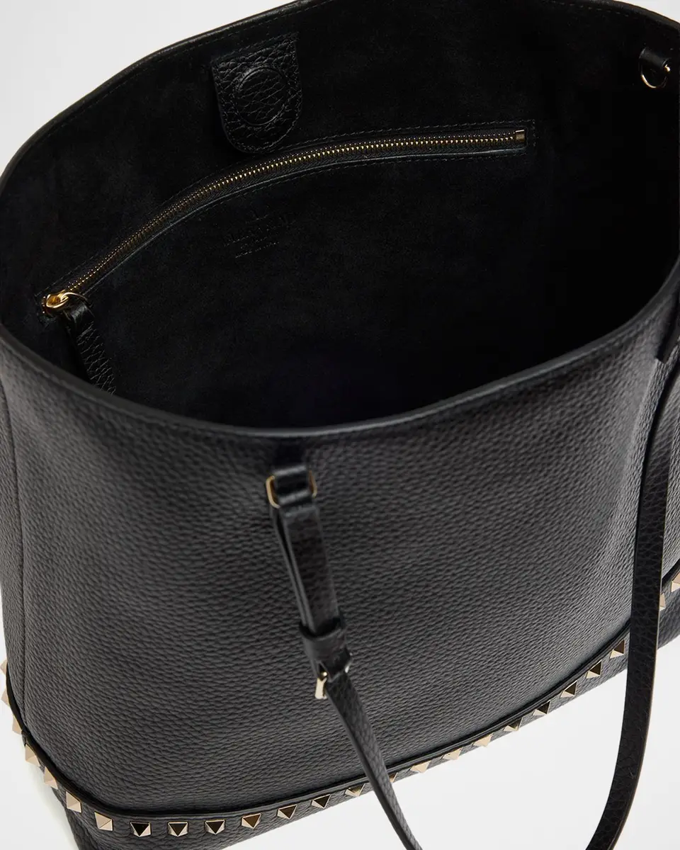 Valentino Garavani Medium Rockstud Grain Leather Tote Bag | Thumbnail 4 Valentino Garavani Medium Rockstud Grain Leather Tote Bag | Thumbnail 4