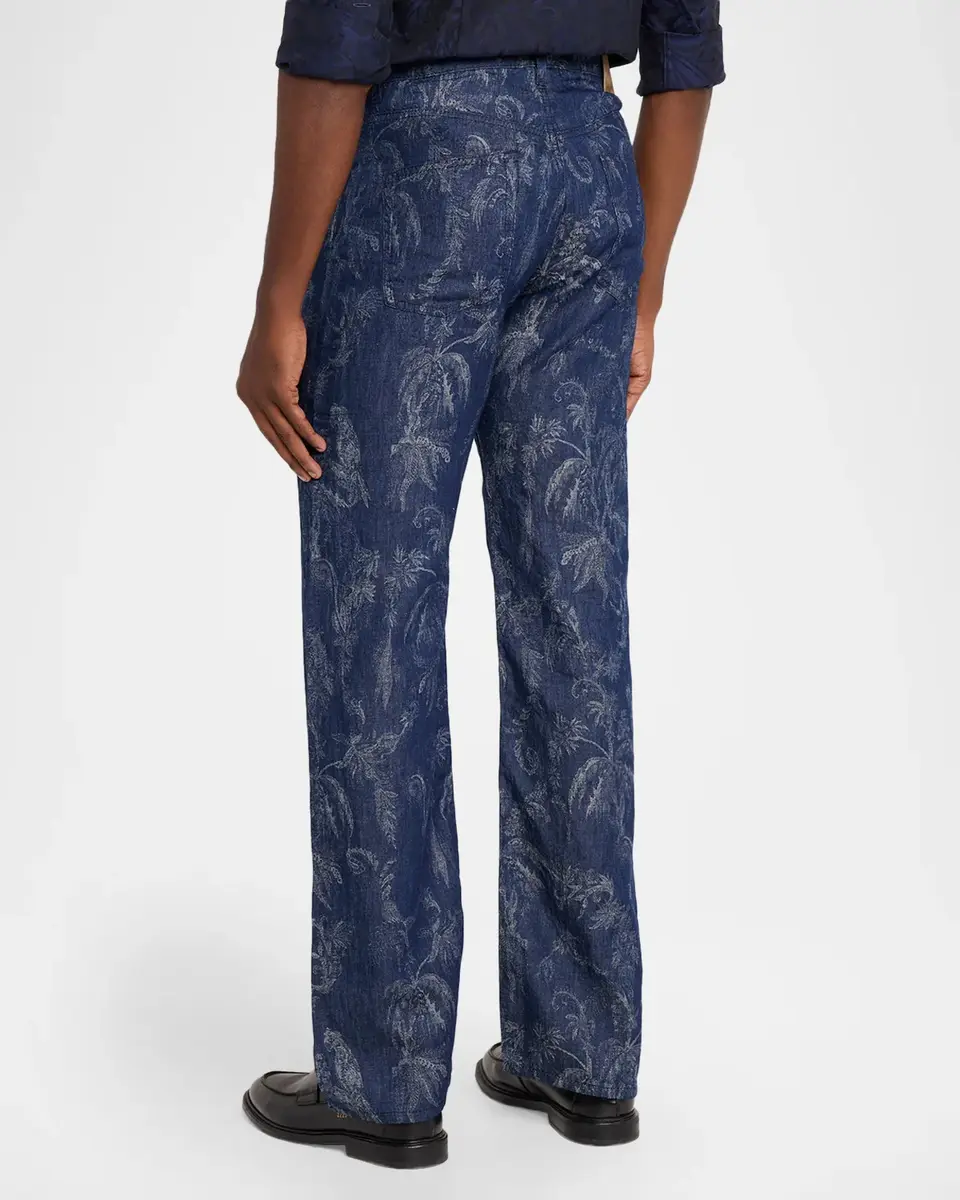 Etro Men's Roma Jacquard Denim Straight-Leg Jeans | Thumbnail 3 Etro Men's Roma Jacquard Denim Straight-Leg Jeans | Thumbnail 3