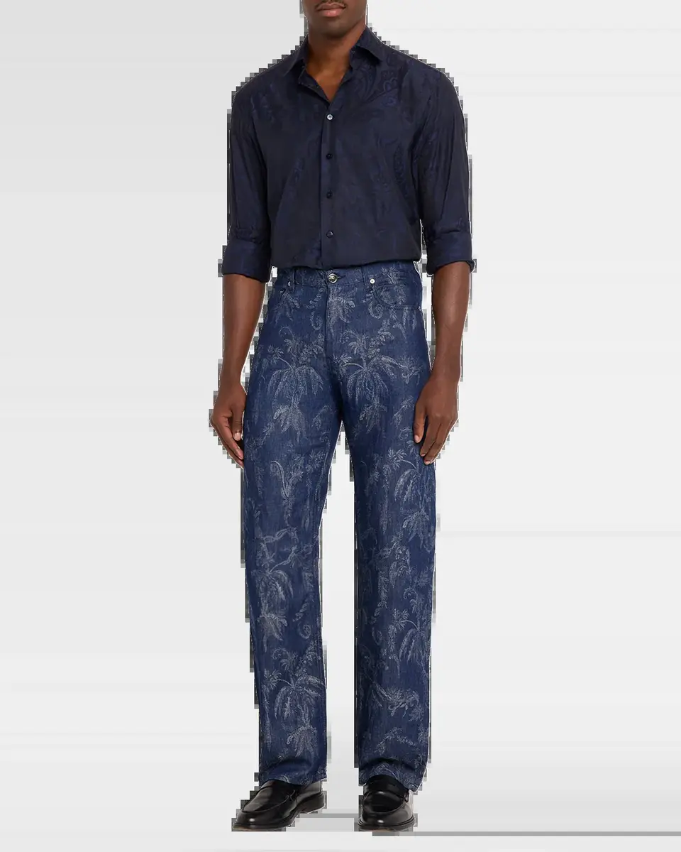 Etro Men's Roma Jacquard Denim Straight-Leg Jeans | Thumbnail 6 Etro Men's Roma Jacquard Denim Straight-Leg Jeans | Thumbnail 6