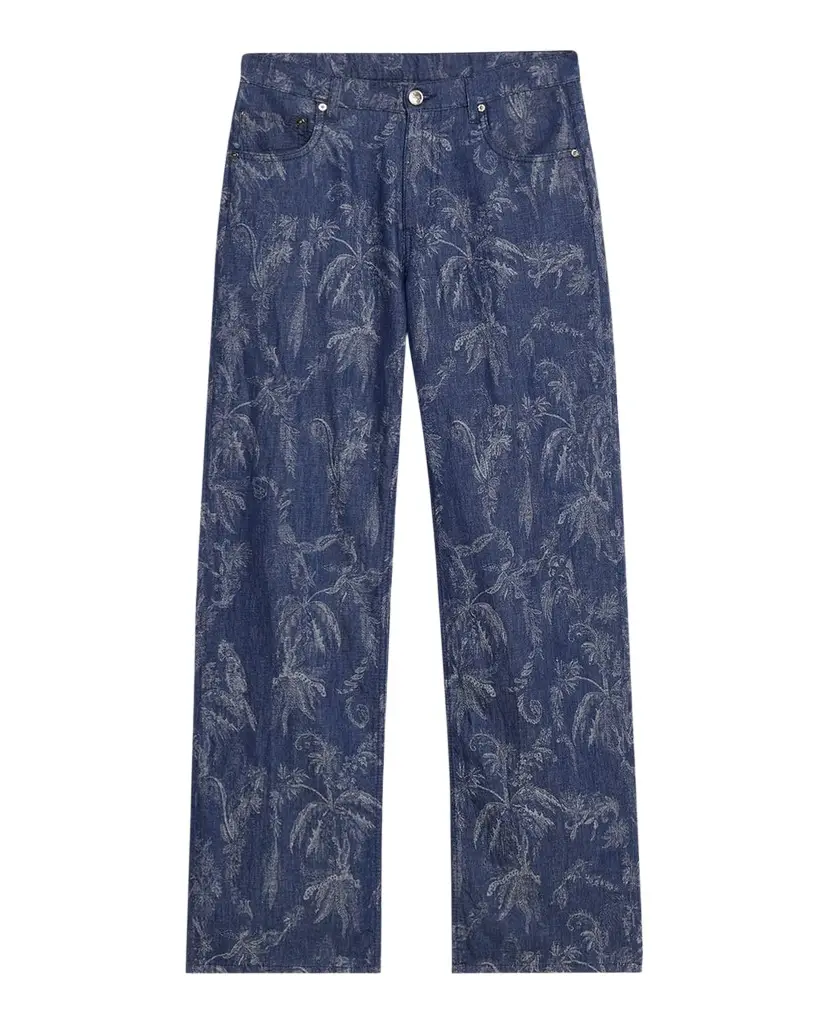 Etro Men's Roma Jacquard Denim Straight-Leg Jeans