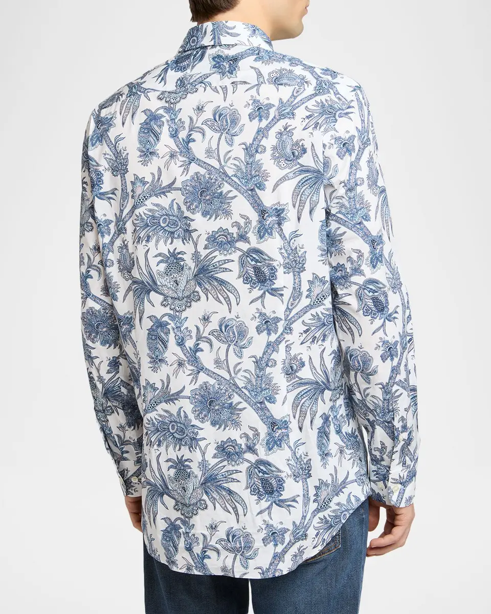 Etro Men's Floral Paisley Stretch Cotton Sport Shirt | Thumbnail 2 Etro Men's Floral Paisley Stretch Cotton Sport Shirt | Thumbnail 2