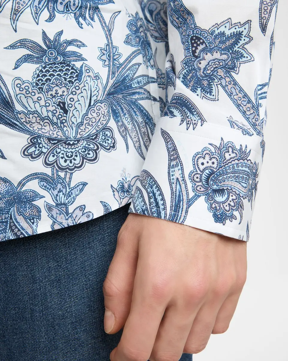 Etro Men's Floral Paisley Stretch Cotton Sport Shirt | Thumbnail 4 Etro Men's Floral Paisley Stretch Cotton Sport Shirt | Thumbnail 4