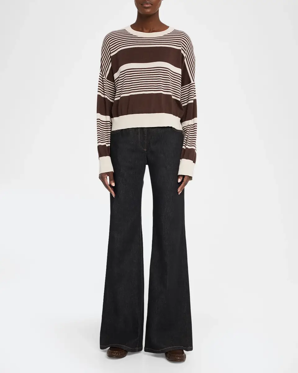 Brunello Cucinelli Shimmering Striped Cashmere-Silk Crewneck Sweater | Thumbnail 2