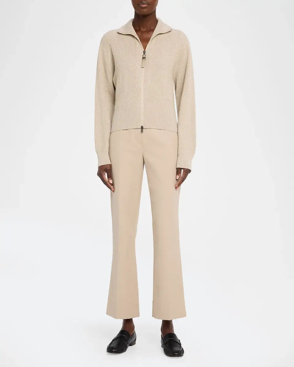 Brunello Cucinelli Sparkly Cashmere Rib Long-Sleeve Zip Cardigan | Thumbnail 2 Brunello Cucinelli Sparkly Cashmere Rib Long-Sleeve Zip Cardigan | Thumbnail 2