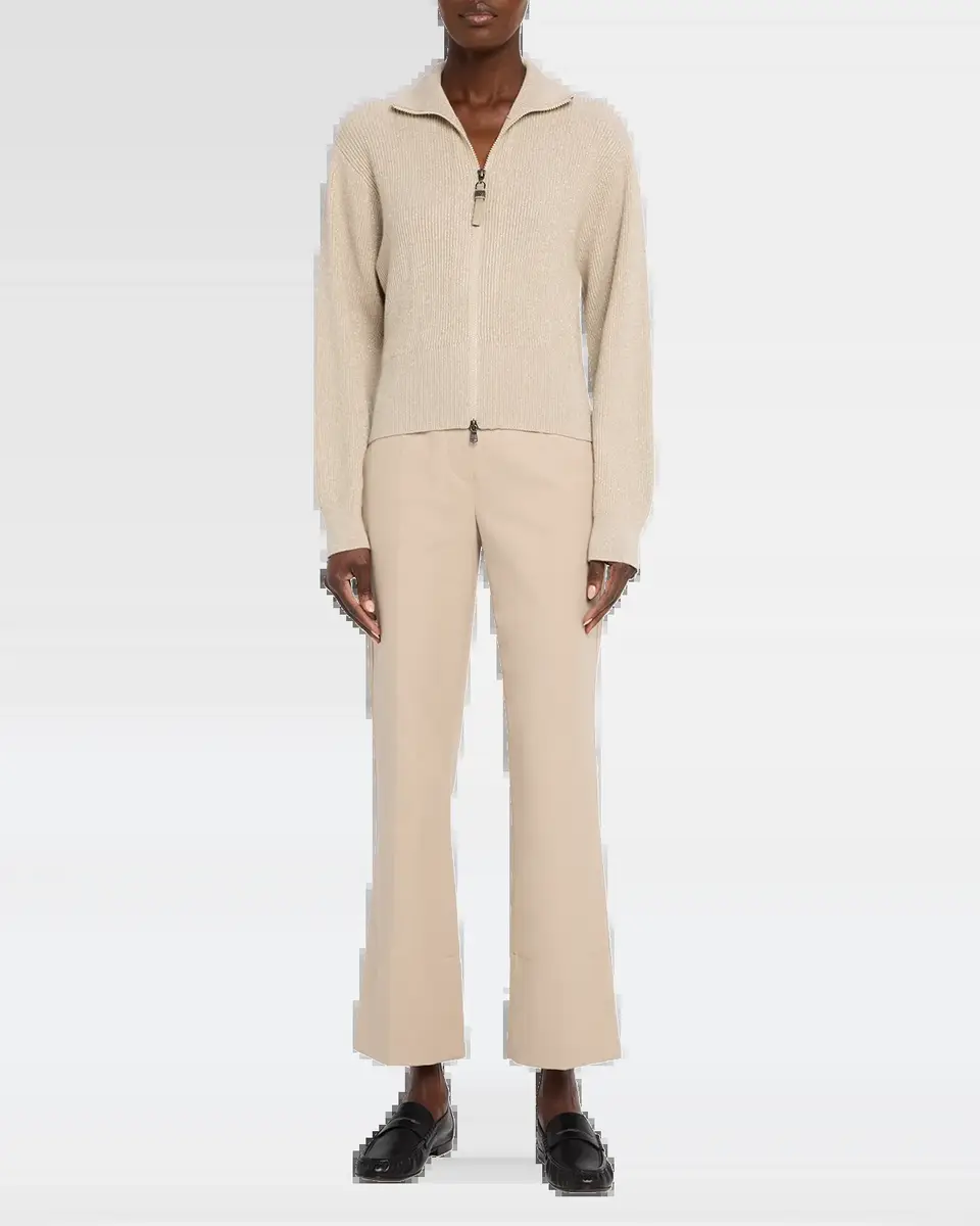 Brunello Cucinelli Sparkly Cashmere Rib Long-Sleeve Zip Cardigan | Thumbnail 6 Brunello Cucinelli Sparkly Cashmere Rib Long-Sleeve Zip Cardigan | Thumbnail 6
