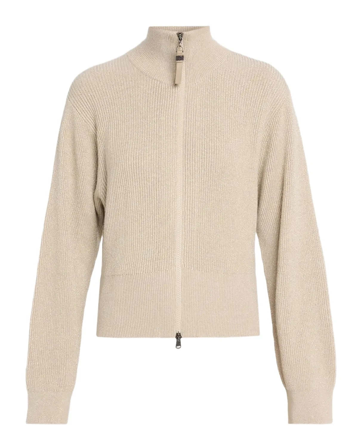 Sparkly Cashmere Rib Long-Sleeve Zip Cardigan Sparkly Cashmere Rib Long-Sleeve Zip Cardigan