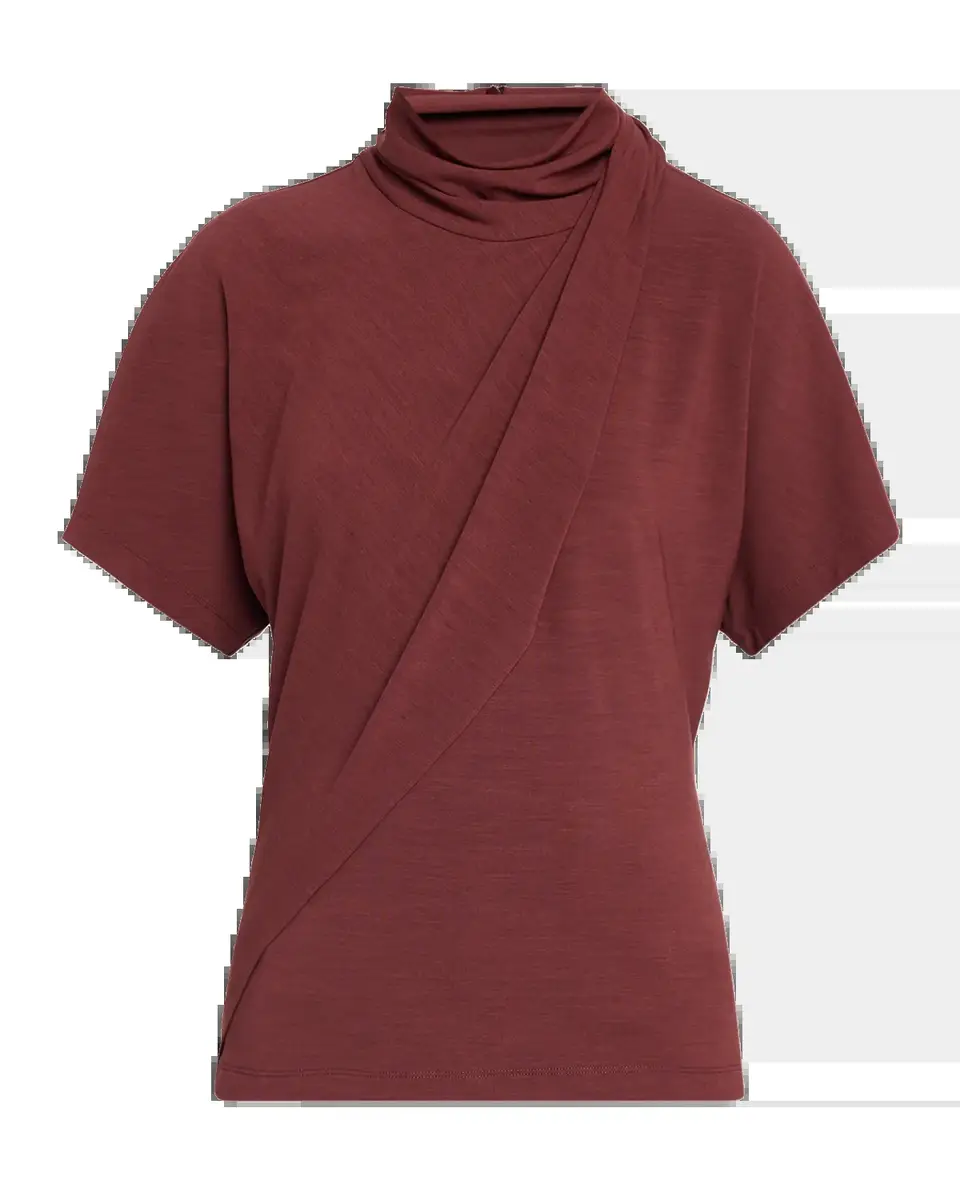 Brunello Cucinelli Mock-Neck Draped Jersey Short-Sleeve T-Shirt | Thumbnail 5