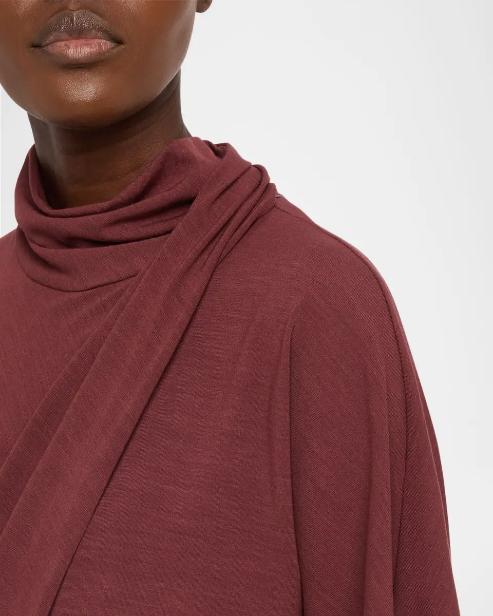 Brunello Cucinelli Mock-Neck Draped Jersey Short-Sleeve T-Shirt | Thumbnail 8