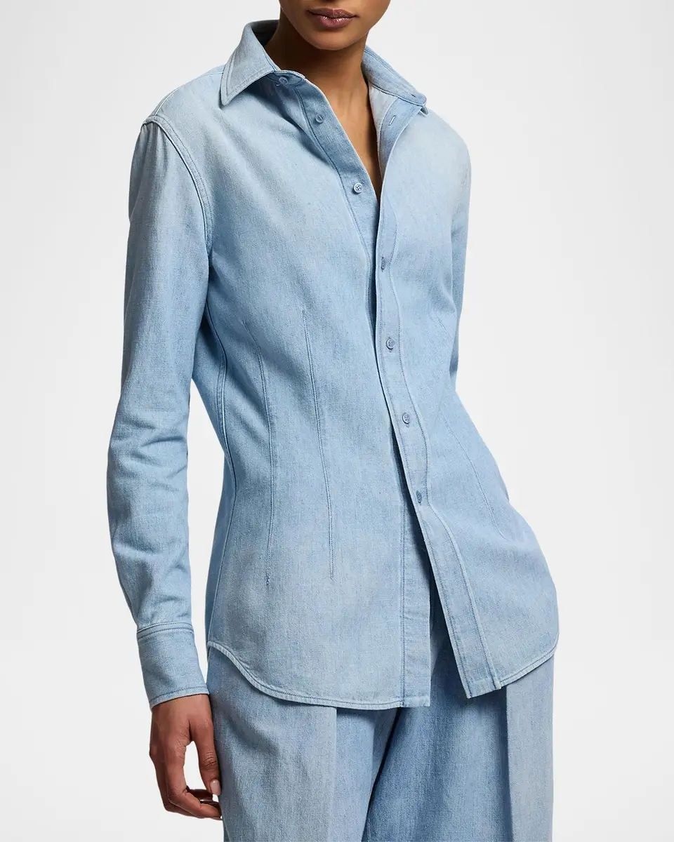 Ralph Lauren Collection Callie Cotton Denim Shirt | Thumbnail 4