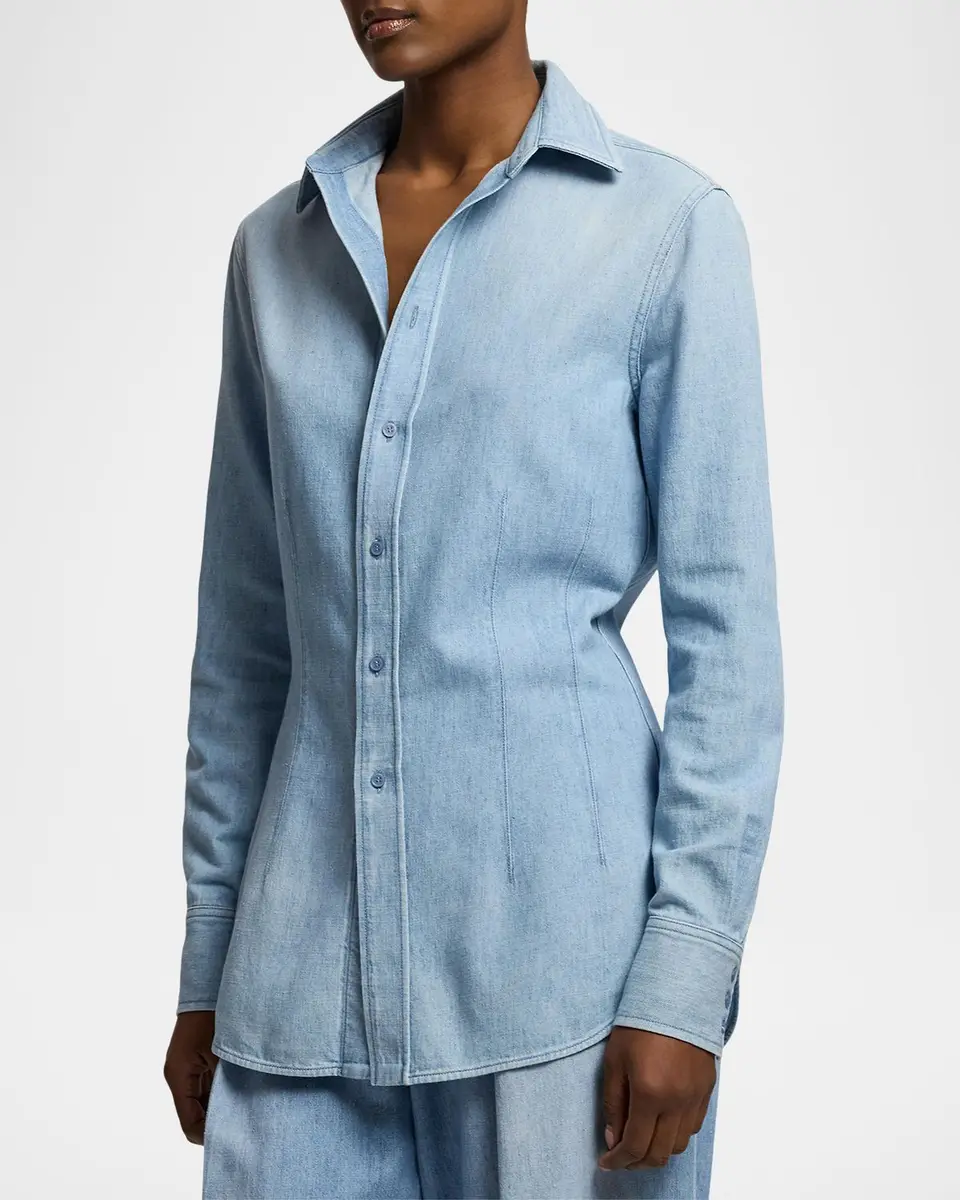 Ralph Lauren Collection Callie Cotton Denim Shirt | Thumbnail 6