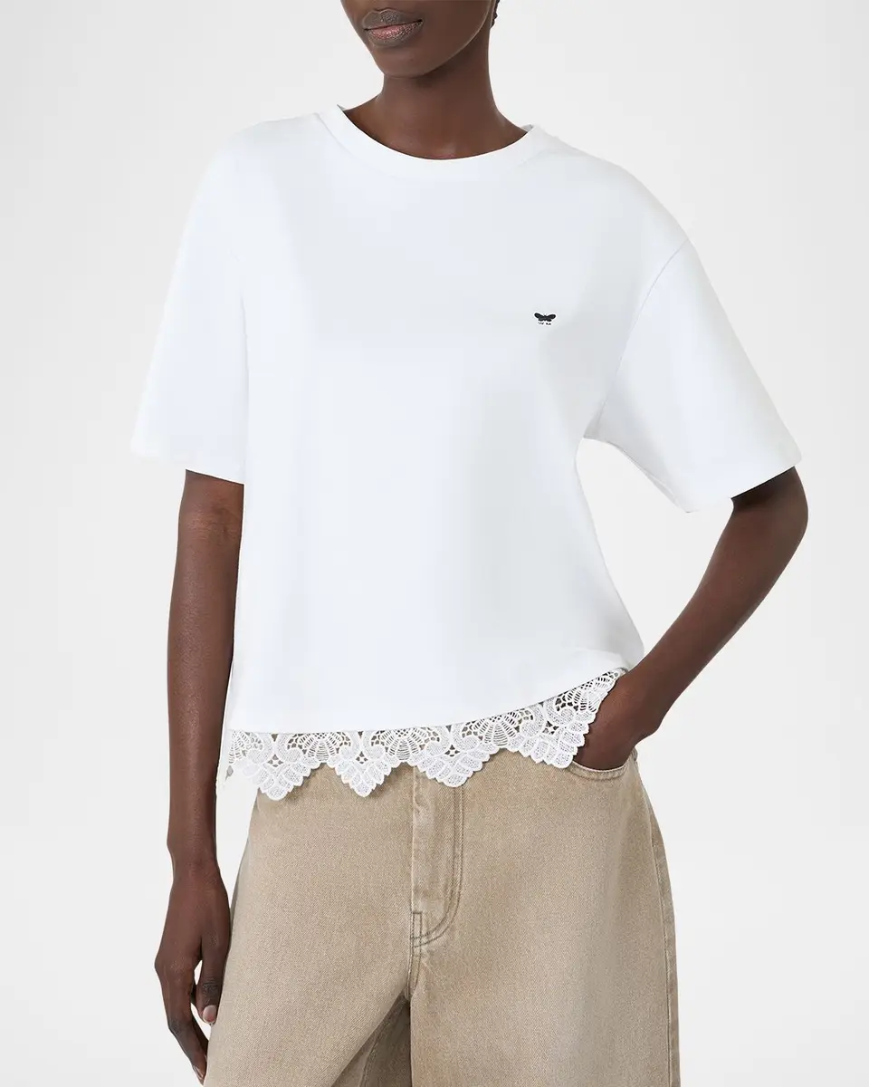 Weekend Max Mara Lace-Hem Cotton T-Shirt | Thumbnail 4