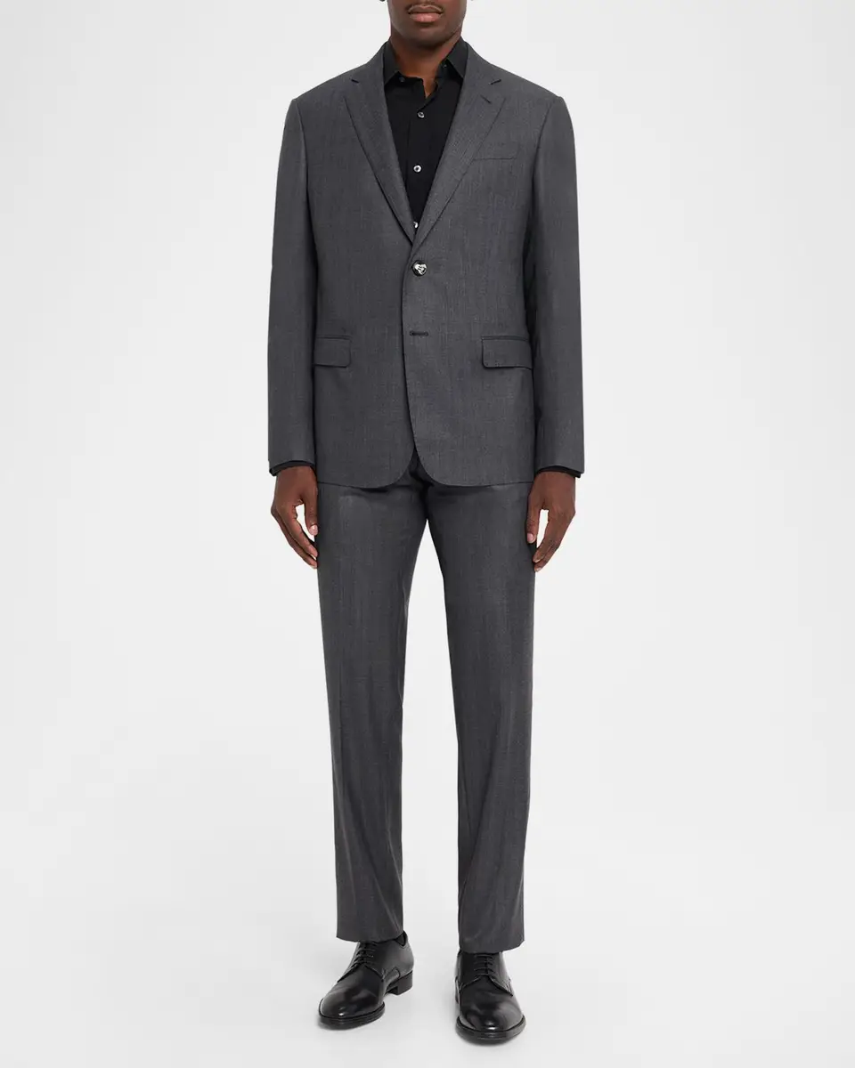 Giorgio Armani Men's Wool Herringbone Single-Breasted Suit | Thumbnail 2 Giorgio Armani Men's Wool Herringbone Single-Breasted Suit | Thumbnail 2