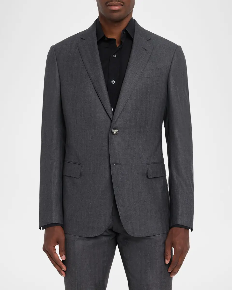Giorgio Armani Men's Wool Herringbone Single-Breasted Suit | Thumbnail 4 Giorgio Armani Men's Wool Herringbone Single-Breasted Suit | Thumbnail 4