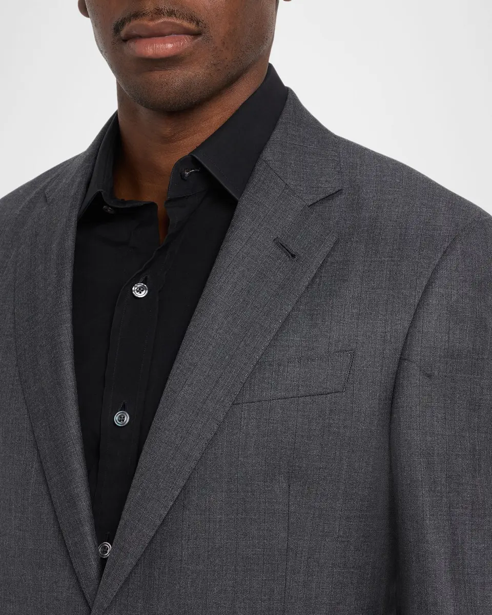 Giorgio Armani Men's Wool Herringbone Single-Breasted Suit | Thumbnail 6 Giorgio Armani Men's Wool Herringbone Single-Breasted Suit | Thumbnail 6