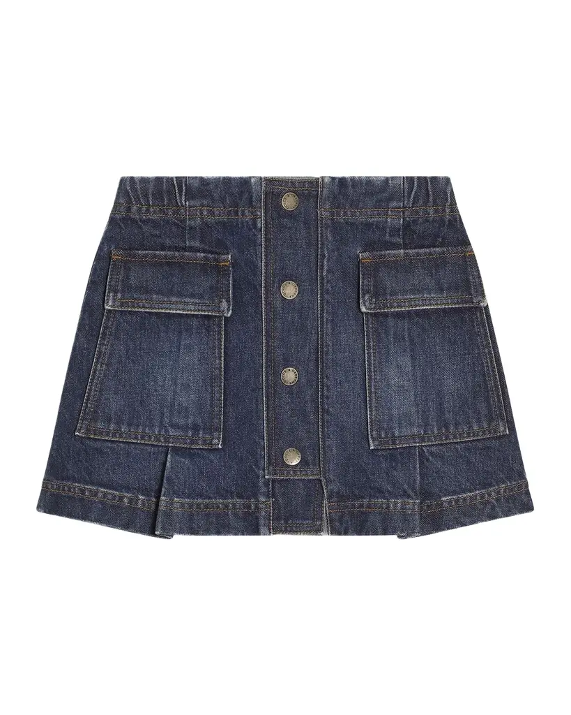 Dolce & Gabbana Girl's Pleated Denim Mini Skirt, Size 8-14 | Image 1 Dolce & Gabbana Girl's Pleated Denim Mini Skirt, Size 8-14 | Image 1