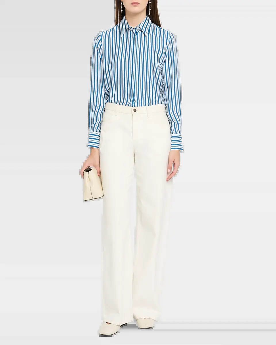 Max Mara Striped Silk Button-Down Shirt | Thumbnail 6 Max Mara Striped Silk Button-Down Shirt | Thumbnail 6