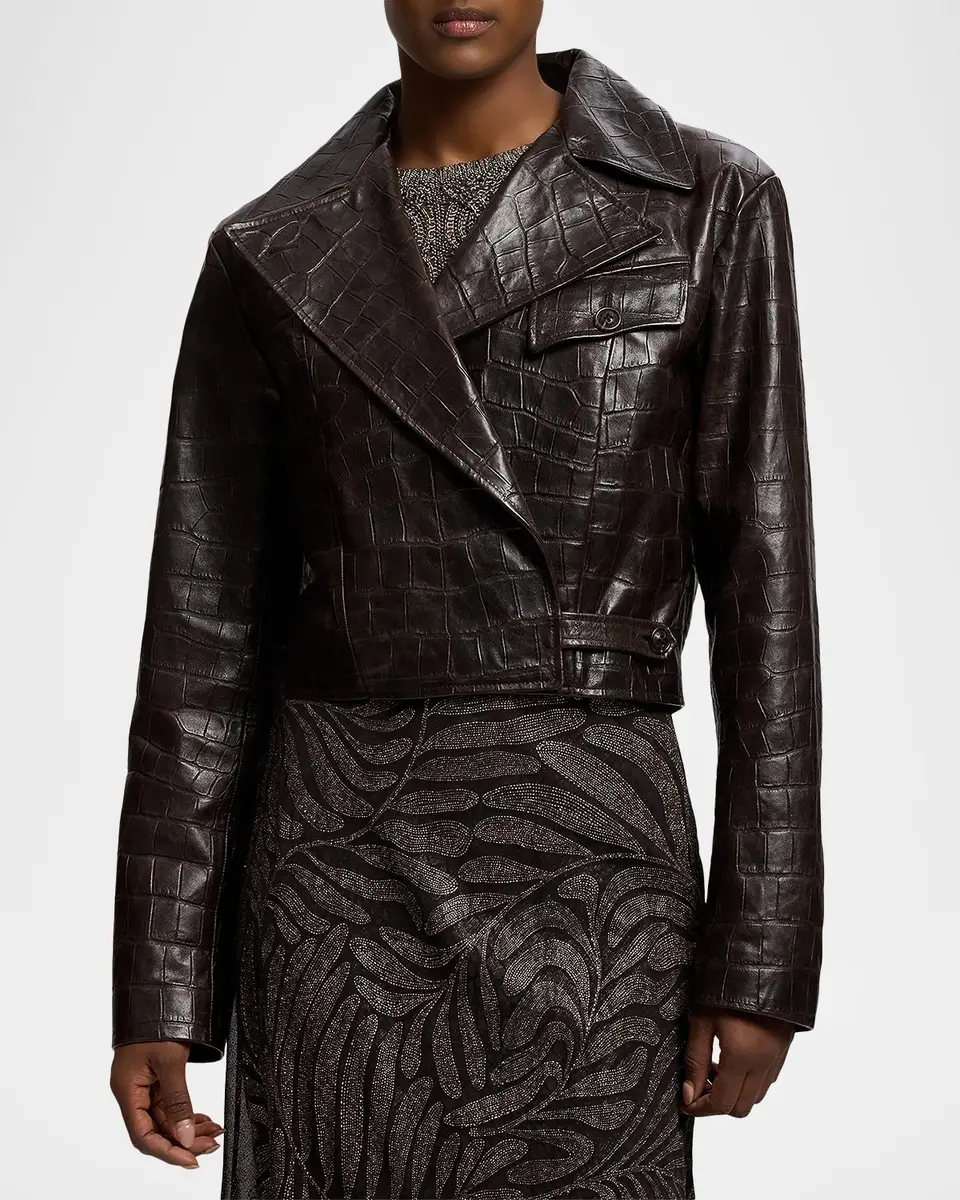 Ralph Lauren Collection Jaxson Printed Lambskin Moto Jacket | Thumbnail 4 Ralph Lauren Collection Jaxson Printed Lambskin Moto Jacket | Thumbnail 4