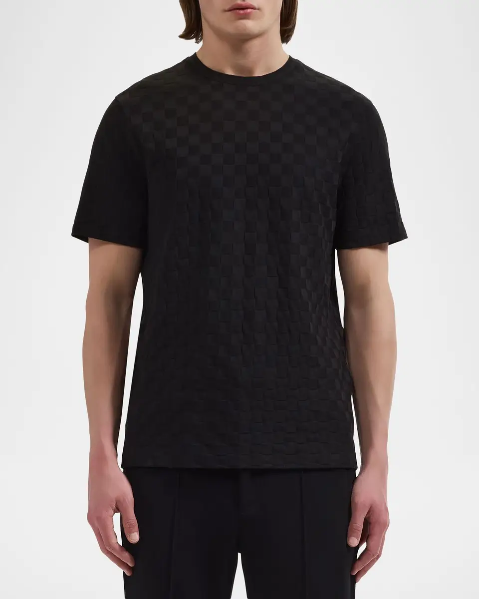 Bugatchi Men's Checked Cotton T-Shirt | Thumbnail 4