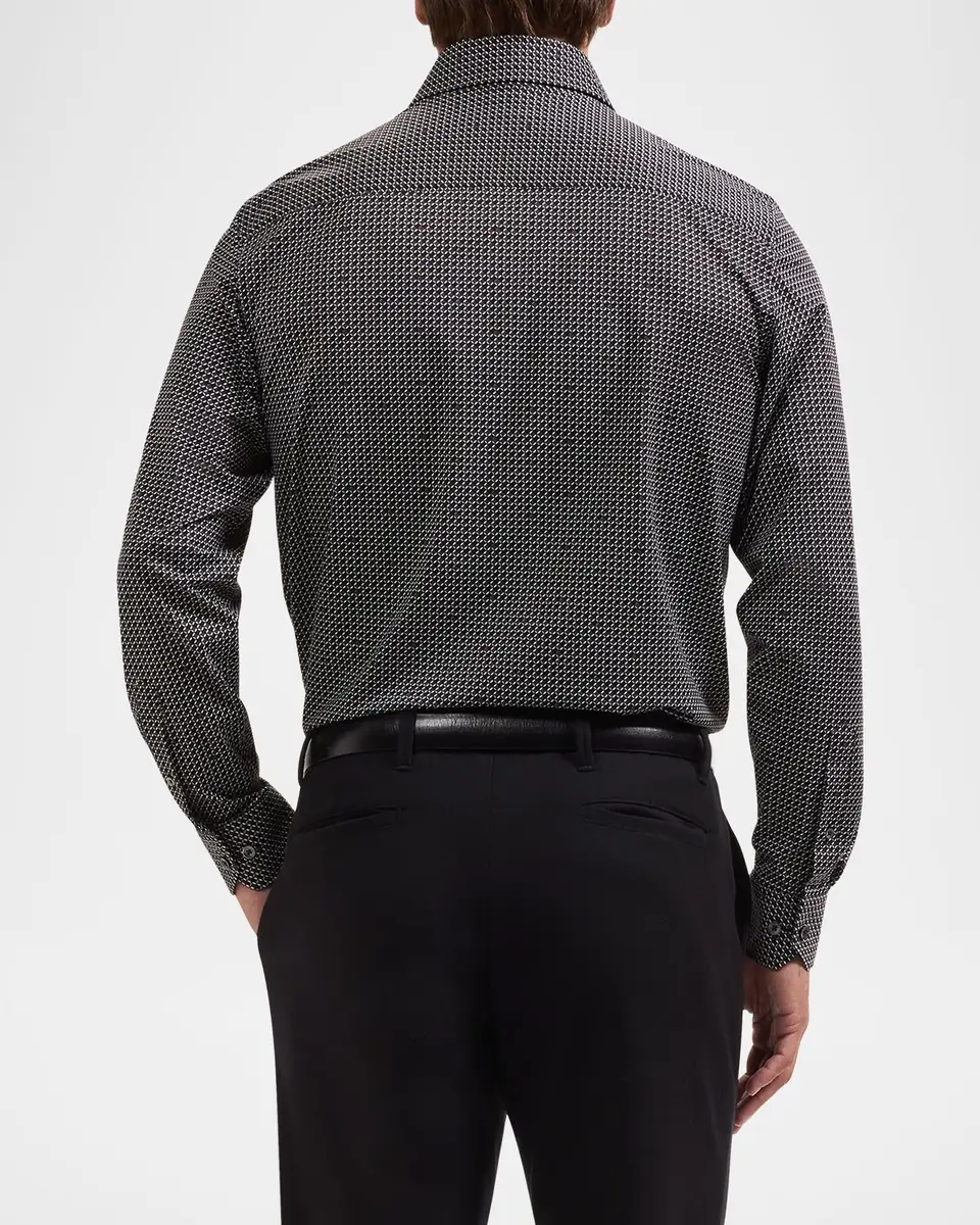 Bugatchi Men's Devon Ooohcotton Stretch Geometric Dress Shirt | Thumbnail 3 Bugatchi Men's Devon Ooohcotton Stretch Geometric Dress Shirt | Thumbnail 3