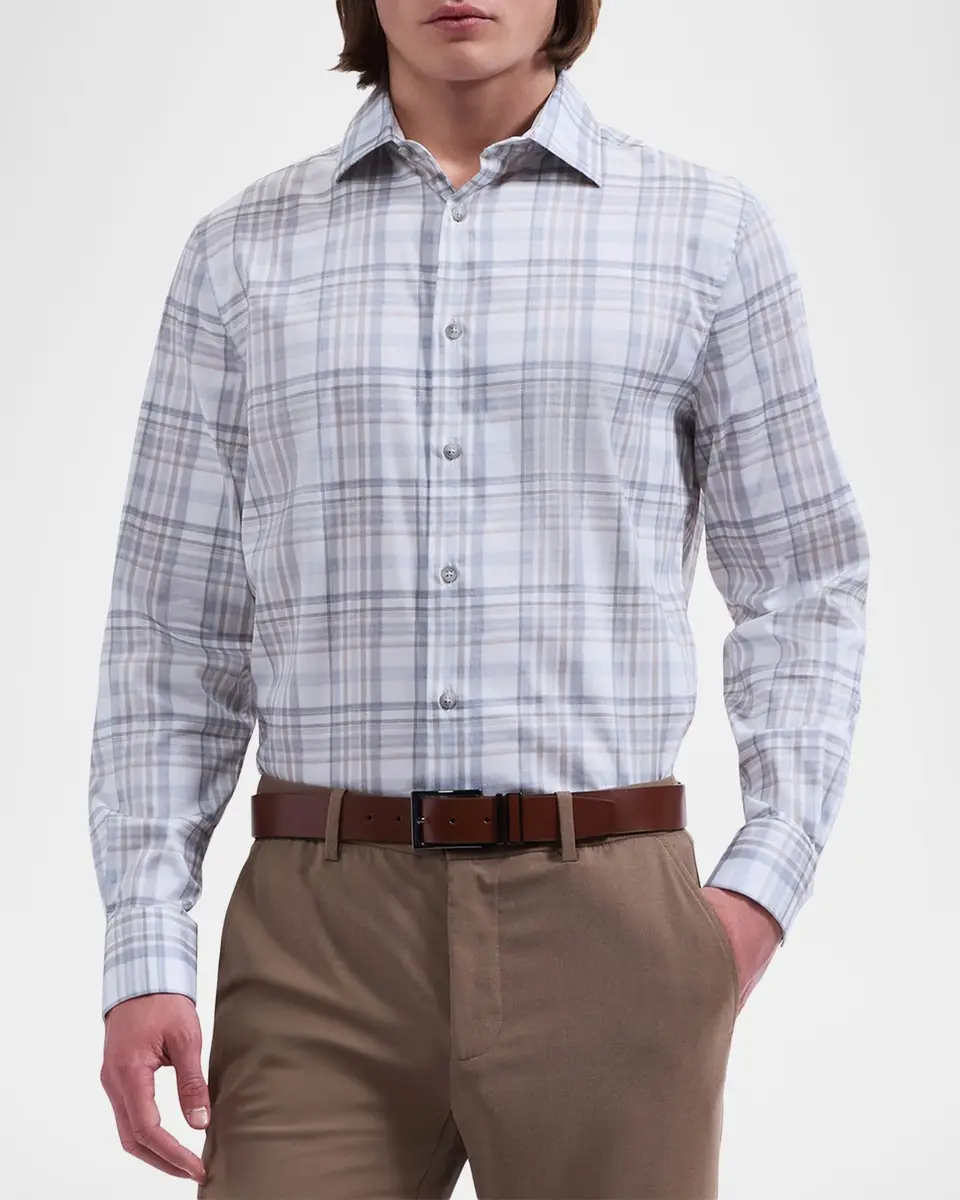 Bugatchi Men's Axel Plaid Cotton Sport Shirt | Thumbnail 4