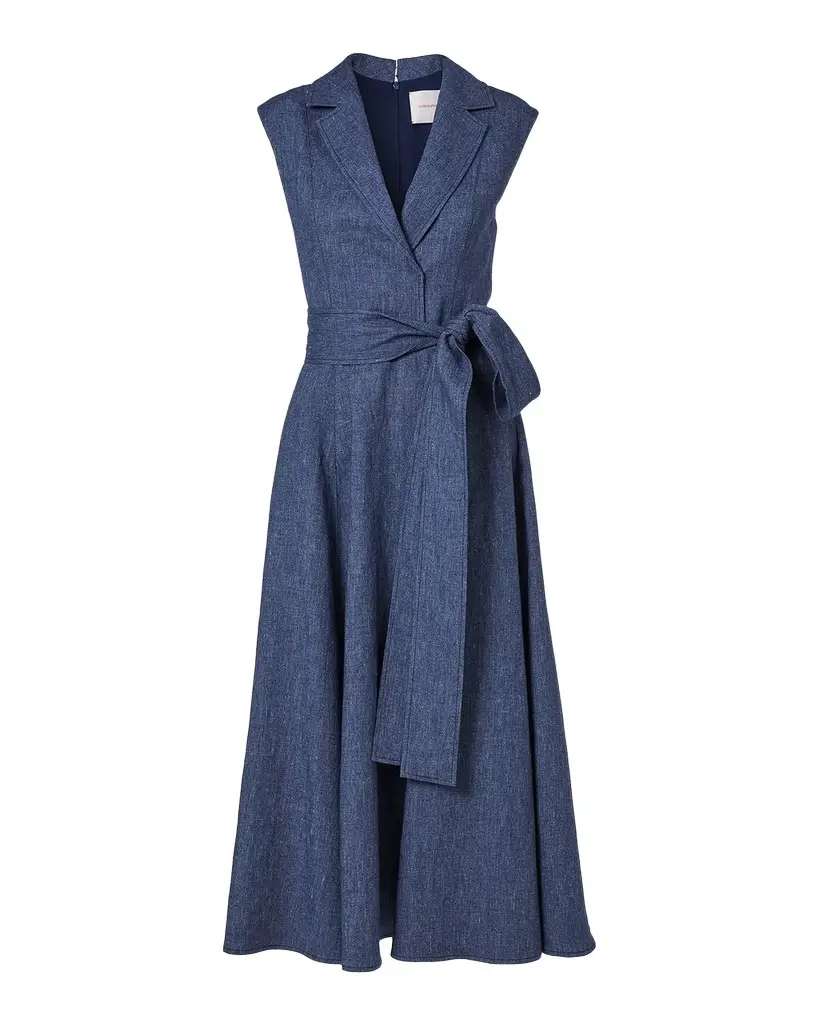 Carolina Herrera Linen-Blend Sleeveless Trench Midi Dress | Image 1 Carolina Herrera Linen-Blend Sleeveless Trench Midi Dress | Image 1