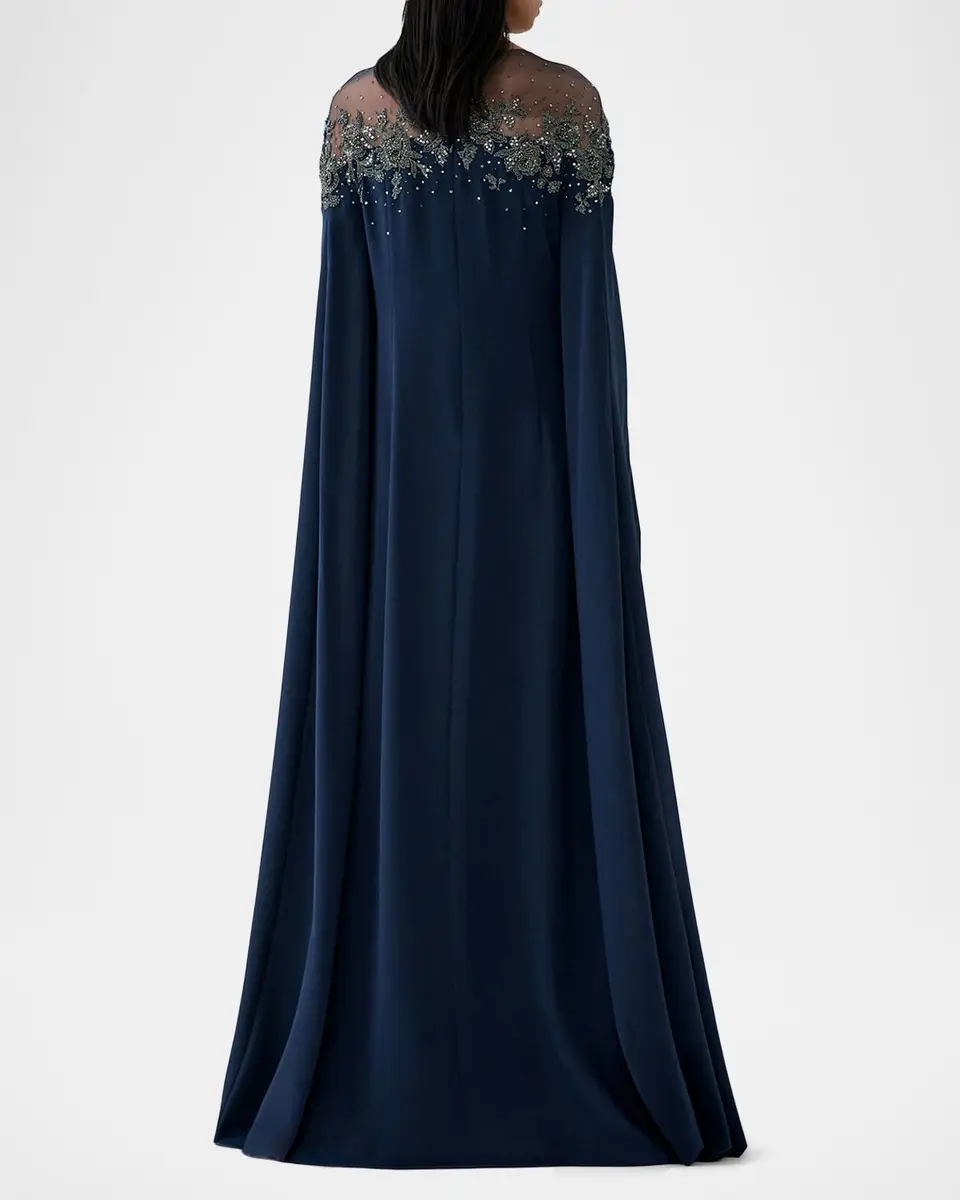 Carolina Herrera Embroidered Split-Sleeve Illusion Gown | Thumbnail 3 Carolina Herrera Embroidered Split-Sleeve Illusion Gown | Thumbnail 3