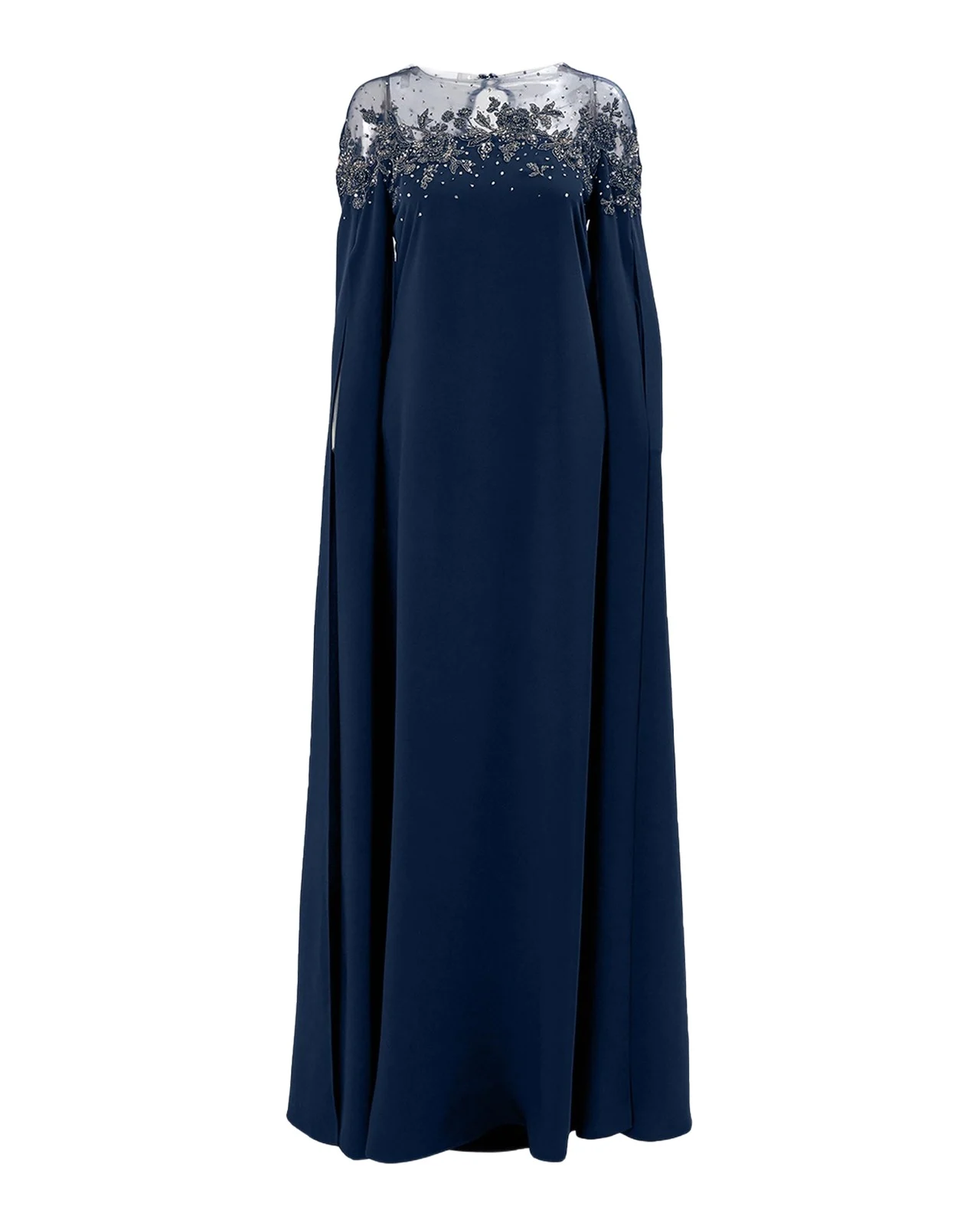 Embroidered Split-Sleeve Illusion Gown Embroidered Split-Sleeve Illusion Gown