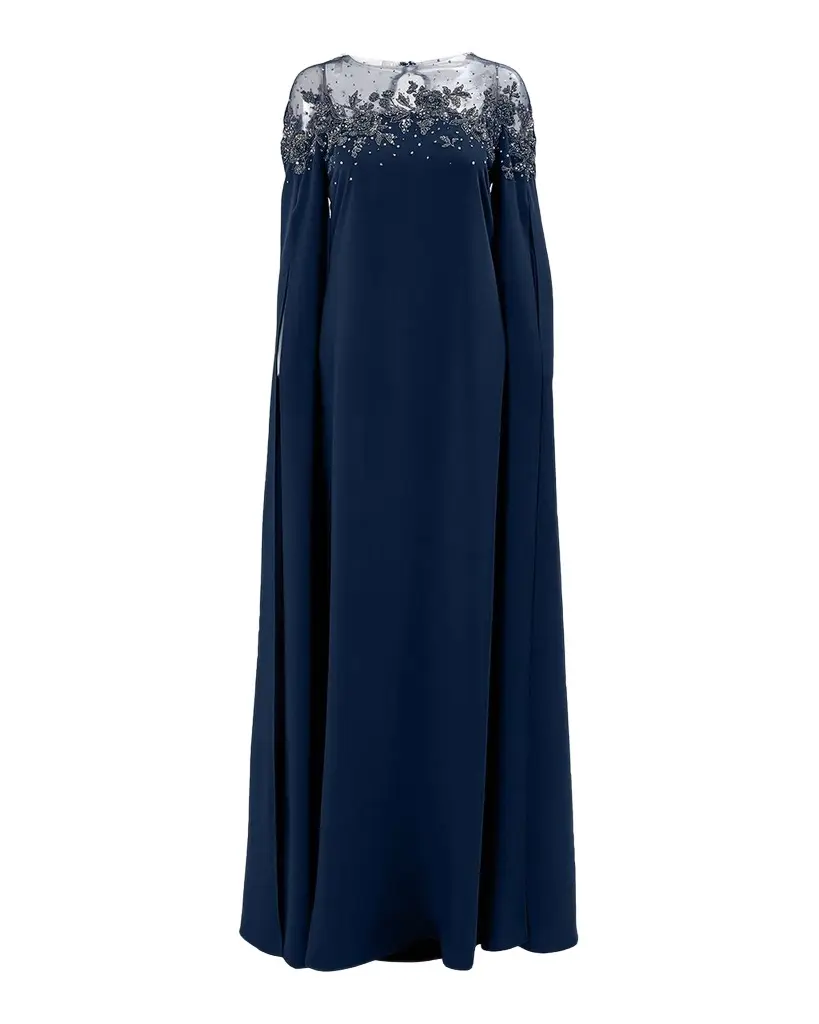 Carolina Herrera Embroidered Split-Sleeve Illusion Gown | Image 1 Carolina Herrera Embroidered Split-Sleeve Illusion Gown | Image 1