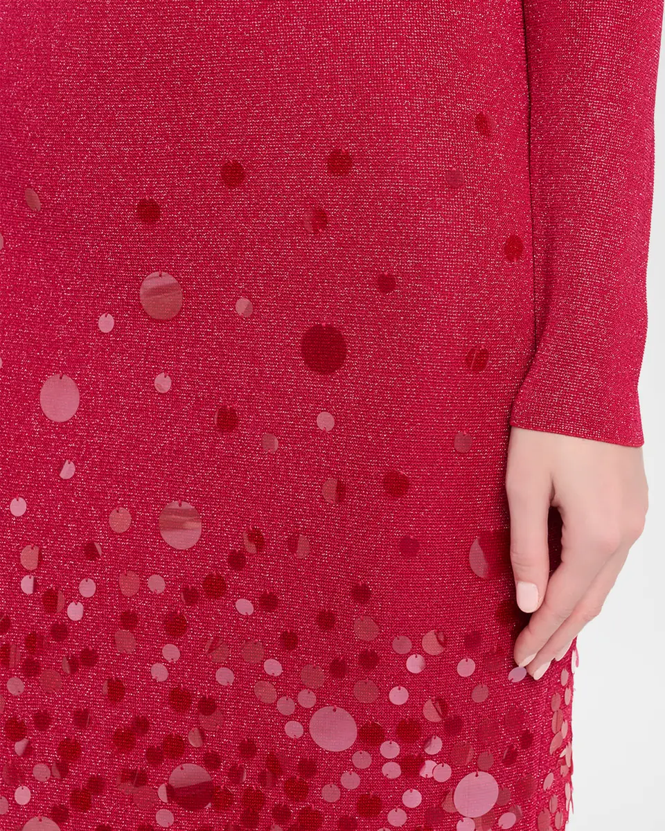 Carolina Herrera Sequined Long-Sleeve Shimmering Jersey Midi Dress | Thumbnail 8