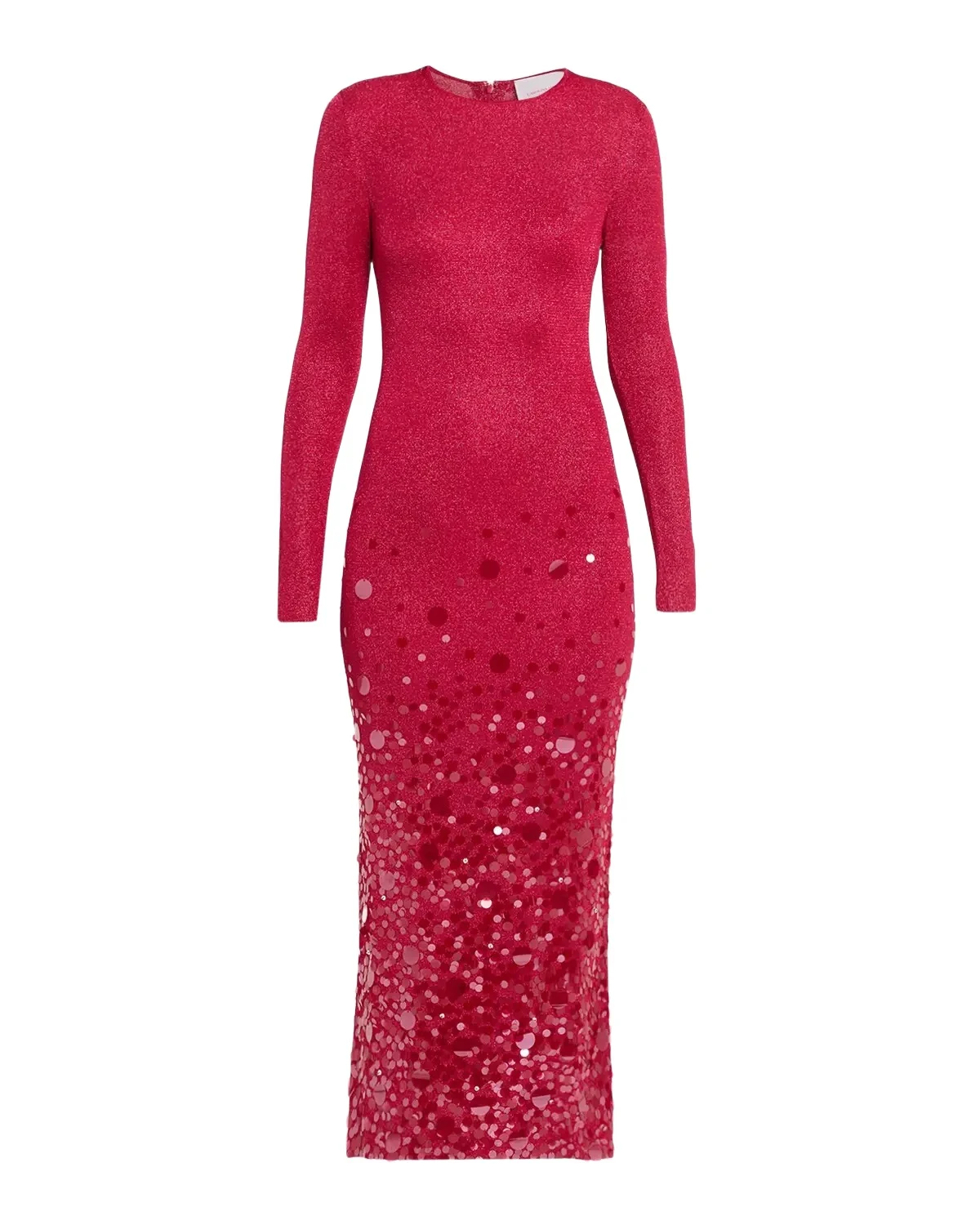 Carolina Herrera Sequined Long-Sleeve Shimmering Jersey Midi Dress