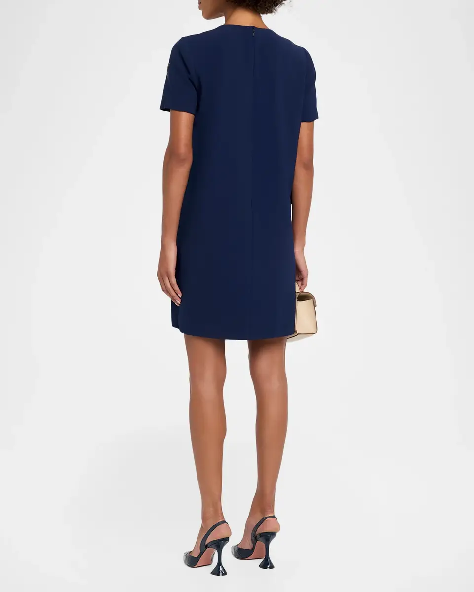 Carolina Herrera Floral Embroidered Crepe Short-Sleeve Mini Dress | Thumbnail 3 Carolina Herrera Floral Embroidered Crepe Short-Sleeve Mini Dress | Thumbnail 3
