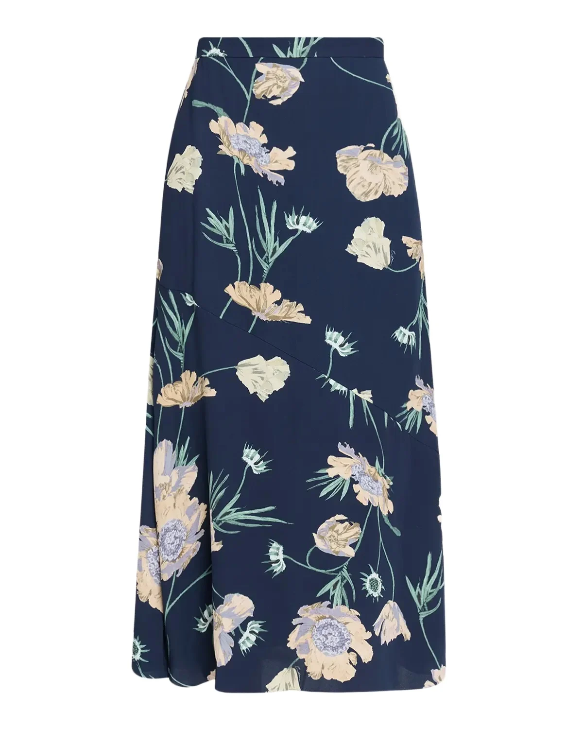 Floral Crepe A-Line Midi Skirt