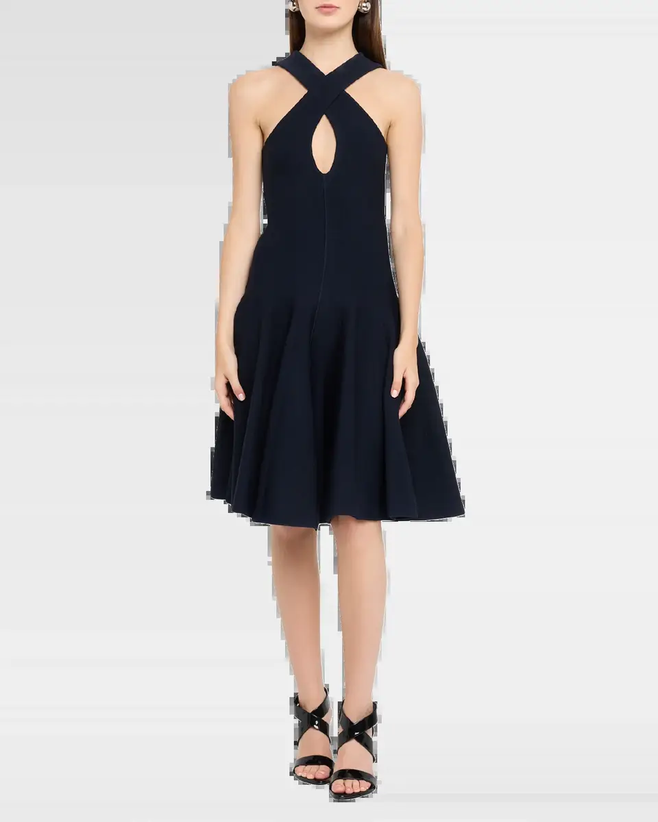 Alaïa Crisscross Keyhole Halter Flared Dress | Thumbnail 6 Alaïa Crisscross Keyhole Halter Flared Dress | Thumbnail 6