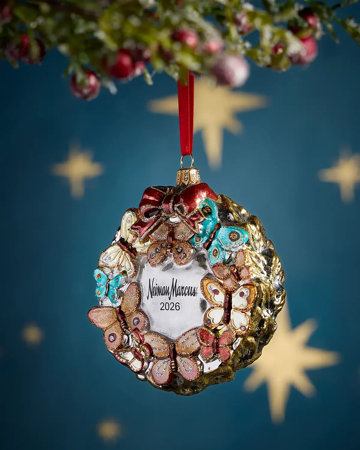 Neiman Marcus 2026 Butterfly Wreath Christmas Ornament