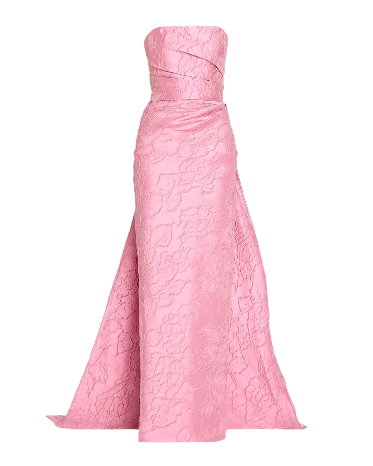 Strapless Floral Jacquard Column Gown With Train Strapless Floral Jacquard Column Gown With Train