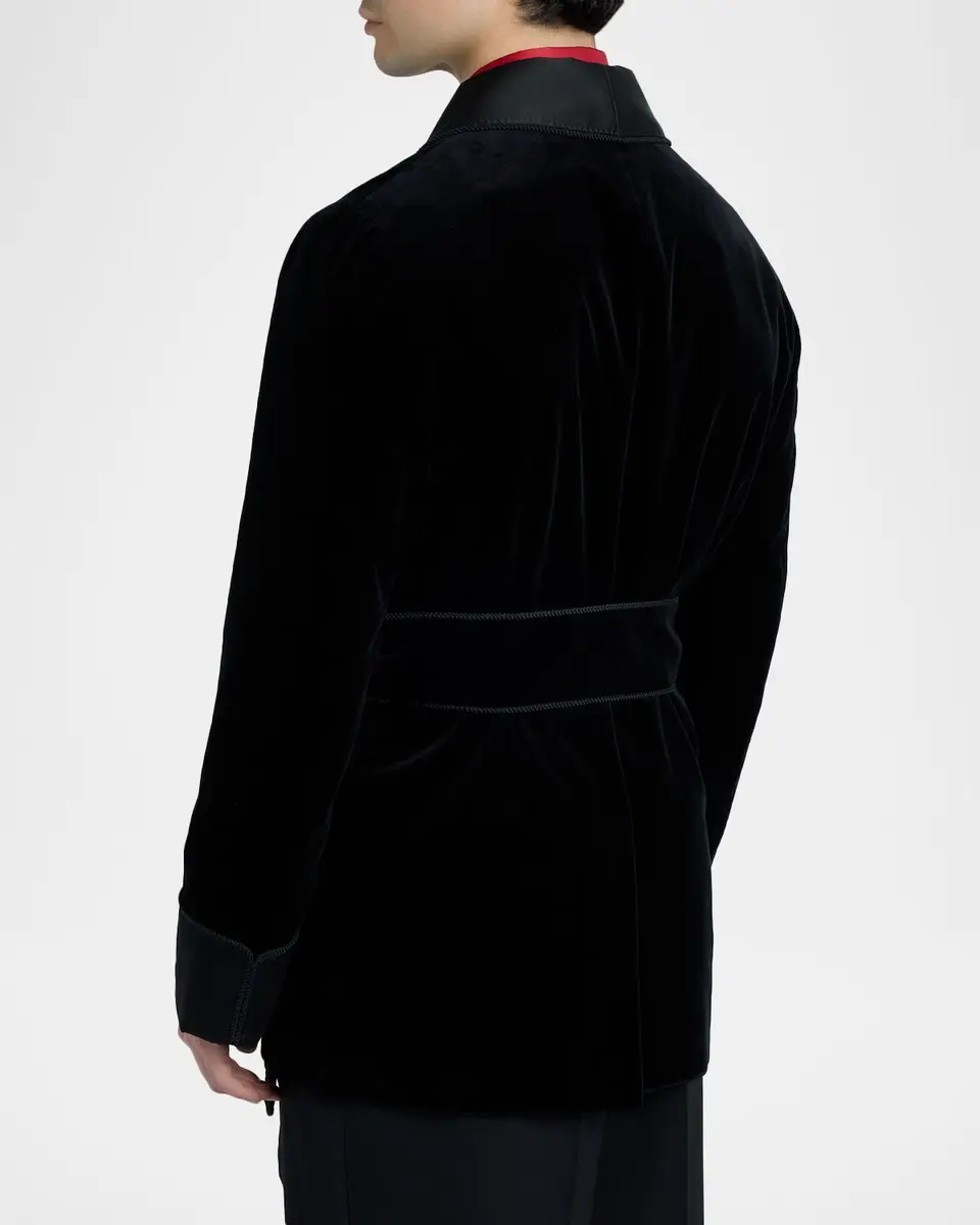 Dolce & Gabbana Men's Satin Shawl Lapel Velvet Smoking Jacket | Thumbnail 3 Dolce & Gabbana Men's Satin Shawl Lapel Velvet Smoking Jacket | Thumbnail 3