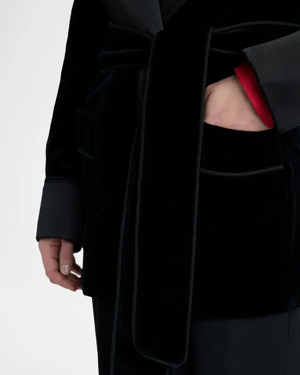 Dolce & Gabbana Men's Satin Shawl Lapel Velvet Smoking Jacket | Thumbnail 5 Dolce & Gabbana Men's Satin Shawl Lapel Velvet Smoking Jacket | Thumbnail 5