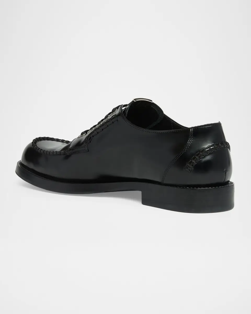 Dolce & Gabbana Men's Calfskin Logo Plaque Derby Shoes | Thumbnail 4 Dolce & Gabbana Men's Calfskin Logo Plaque Derby Shoes | Thumbnail 4