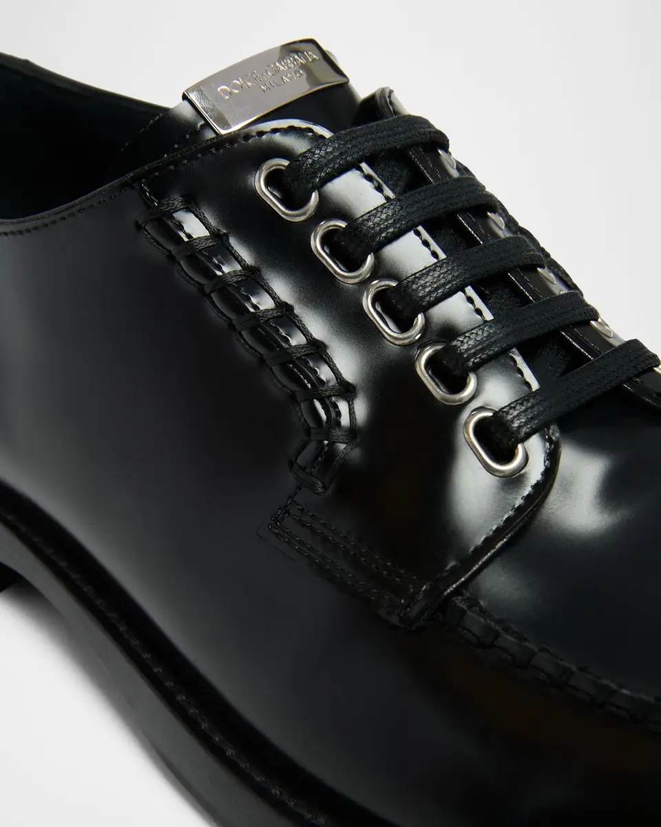 Dolce & Gabbana Men's Calfskin Logo Plaque Derby Shoes | Thumbnail 5 Dolce & Gabbana Men's Calfskin Logo Plaque Derby Shoes | Thumbnail 5