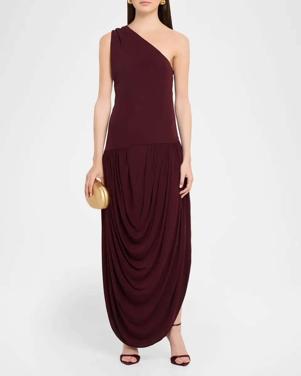 Brandon Maxwell Mila Draped One-Shoulder Maxi Dress | Thumbnail 2