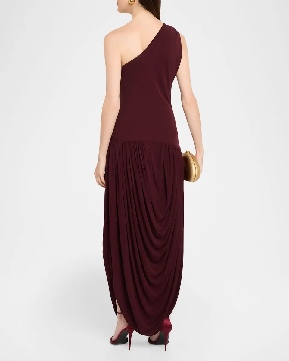 Brandon Maxwell Mila Draped One-Shoulder Maxi Dress | Thumbnail 3
