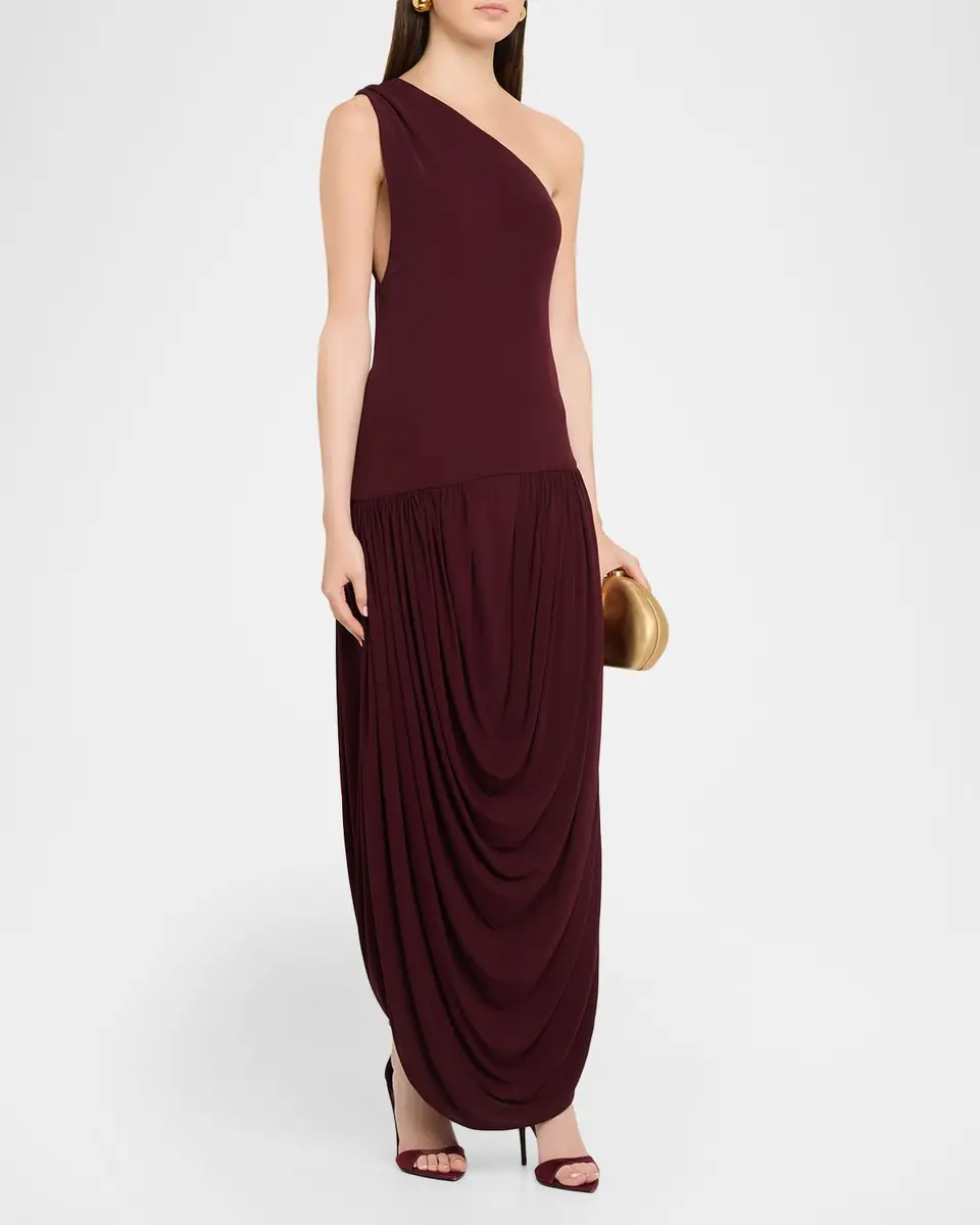 Brandon Maxwell Mila Draped One-Shoulder Maxi Dress | Thumbnail 4