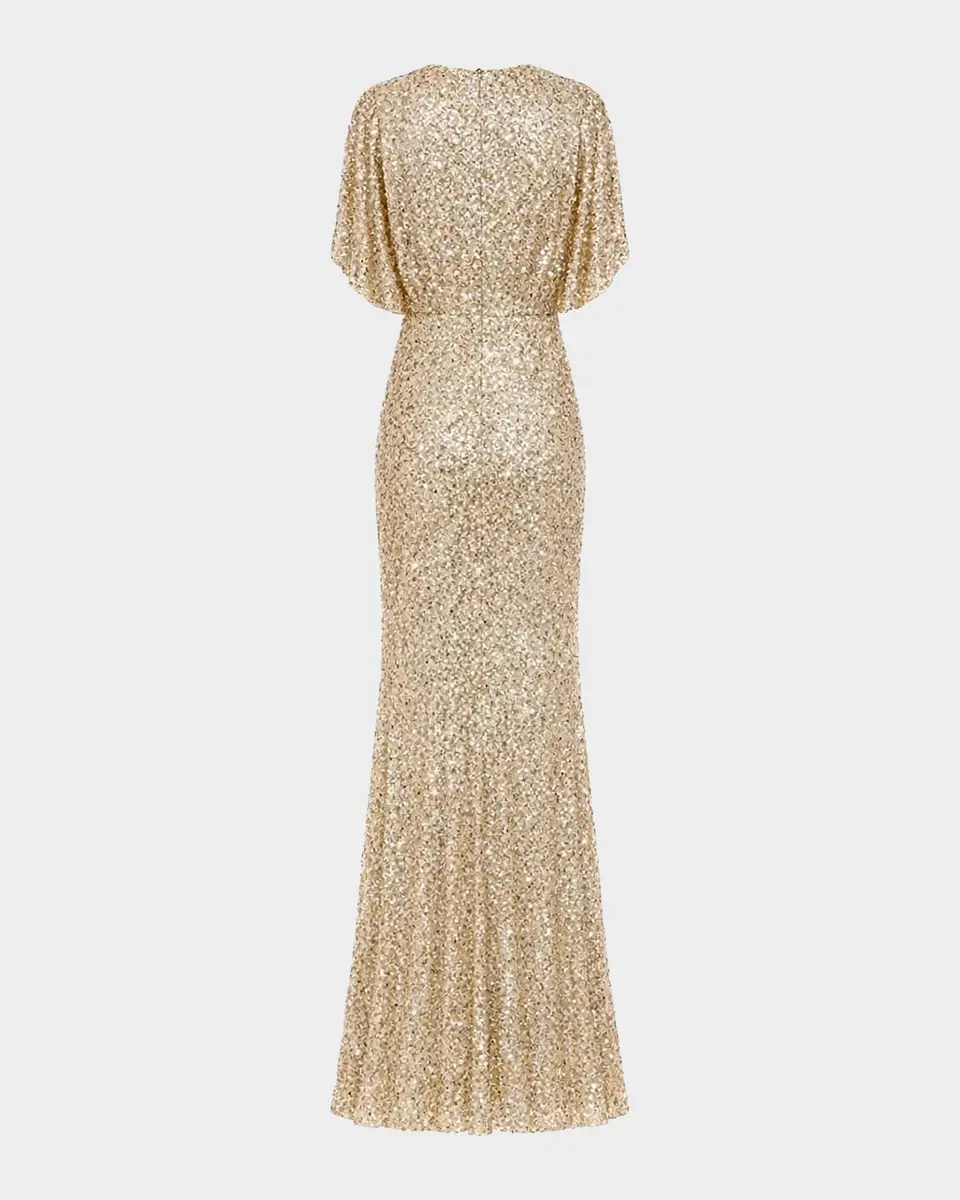 Mac Duggal Sequined Draped-Sleeve Gown | Thumbnail 5 Mac Duggal Sequined Draped-Sleeve Gown | Thumbnail 5