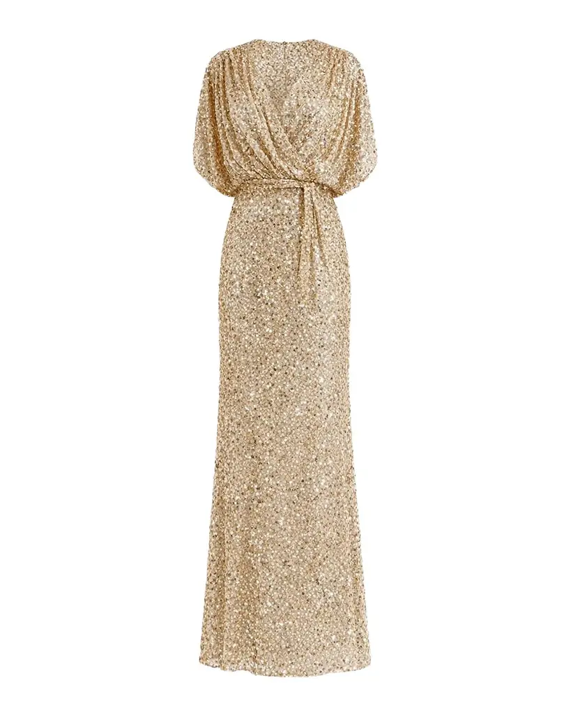 Mac Duggal Sequined Draped-Sleeve Gown | Image 1 Mac Duggal Sequined Draped-Sleeve Gown | Image 1