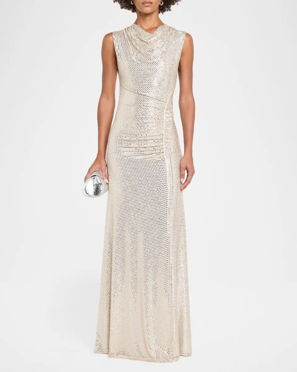 Roland Mouret Sleeveless Diamante Mesh Draped Gown | Thumbnail 2 Roland Mouret Sleeveless Diamante Mesh Draped Gown | Thumbnail 2