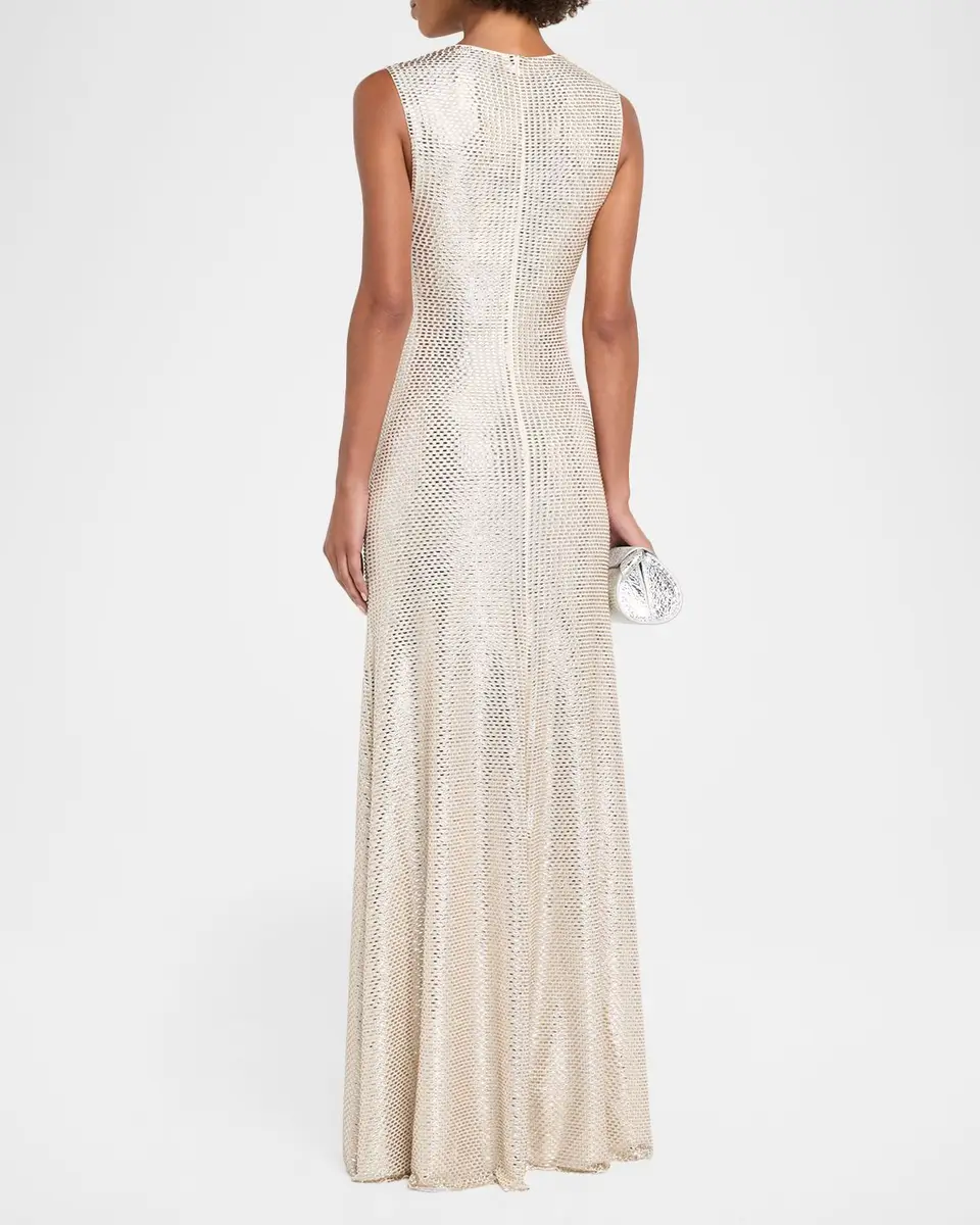 Roland Mouret Sleeveless Diamante Mesh Draped Gown | Thumbnail 3 Roland Mouret Sleeveless Diamante Mesh Draped Gown | Thumbnail 3