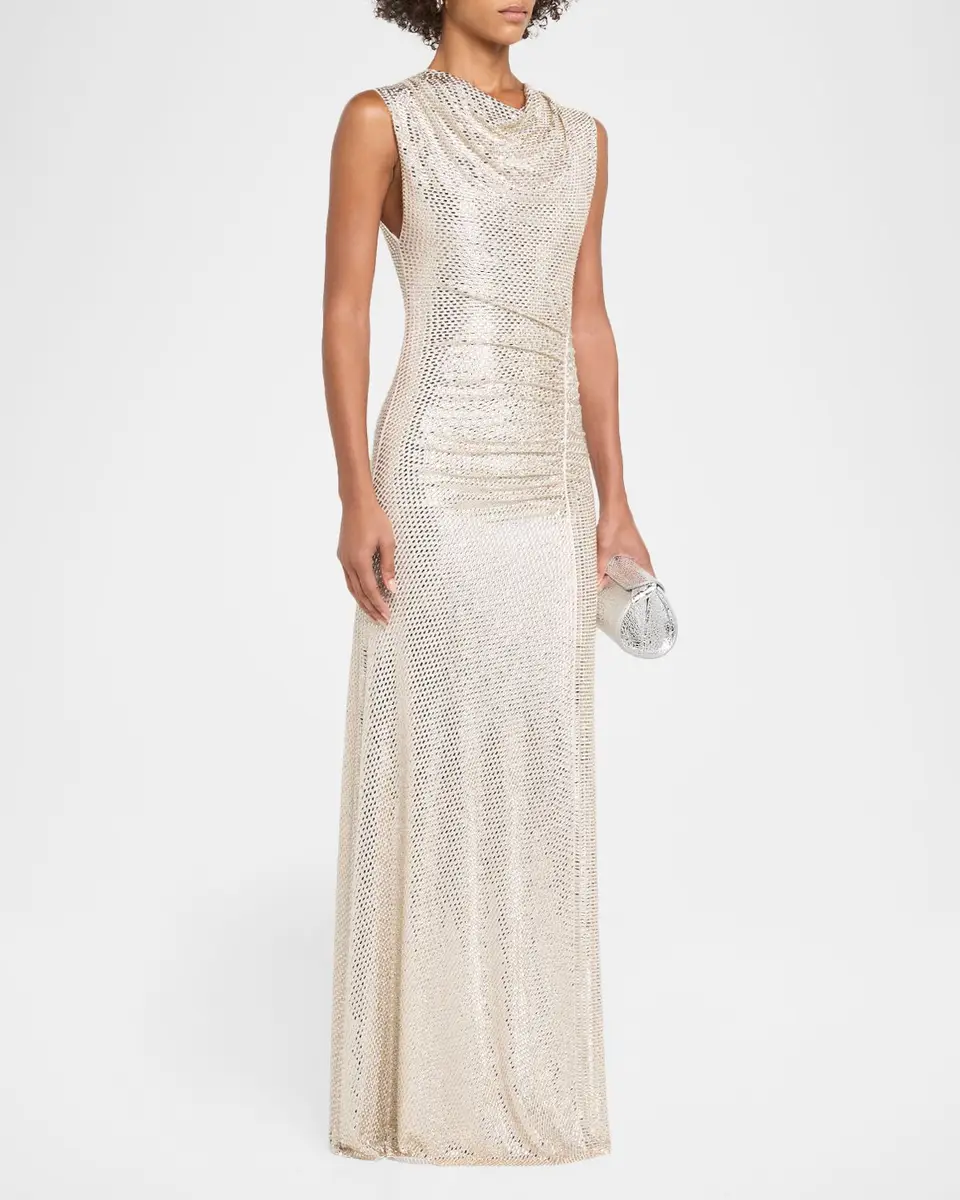 Roland Mouret Sleeveless Diamante Mesh Draped Gown | Thumbnail 4 Roland Mouret Sleeveless Diamante Mesh Draped Gown | Thumbnail 4