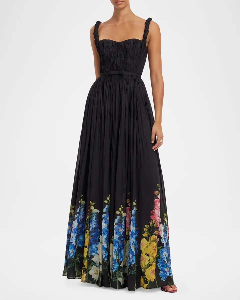 LEO LIN Angelina Ruched Floral-Print Maxi Dress | Thumbnail 4 LEO LIN Angelina Ruched Floral-Print Maxi Dress | Thumbnail 4