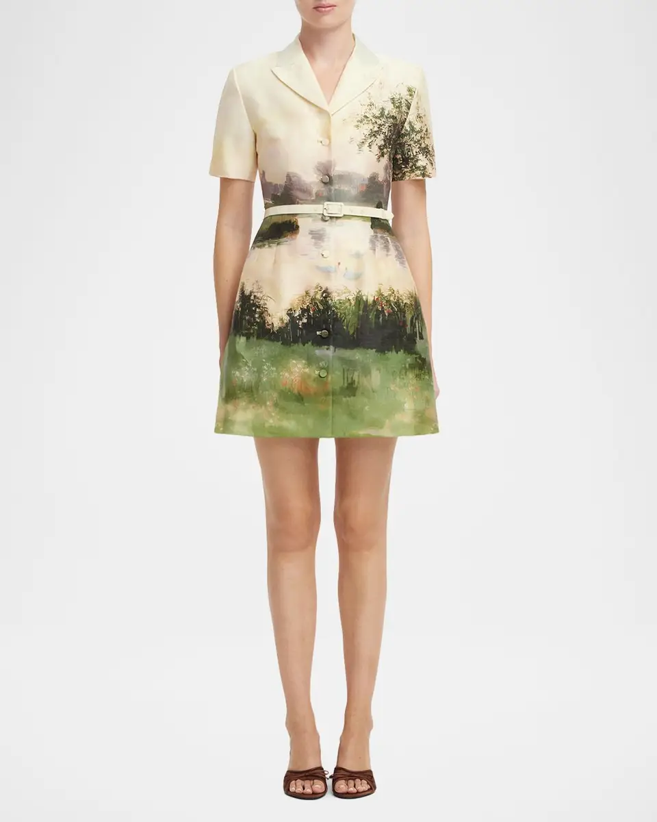 LEO LIN Brigitte Belted Landscape-Print Mini Dress | Thumbnail 2 LEO LIN Brigitte Belted Landscape-Print Mini Dress | Thumbnail 2