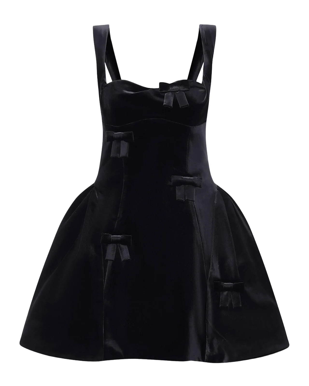 LEO LIN Ariel Velvet Bow-Embellished Mini Dress